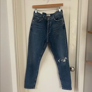 Agolde High Rise Slim Fit Blue Jeans - Shoreline